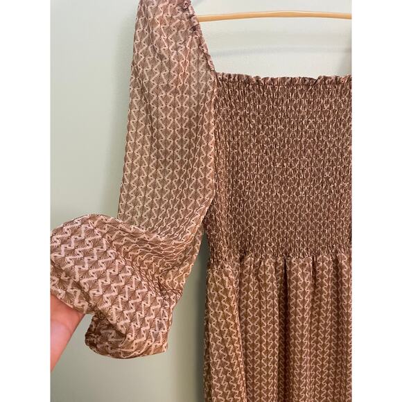 Kourt Calypso Smocked Puff Sheer Sleeve Dress - Picture 3 of 8